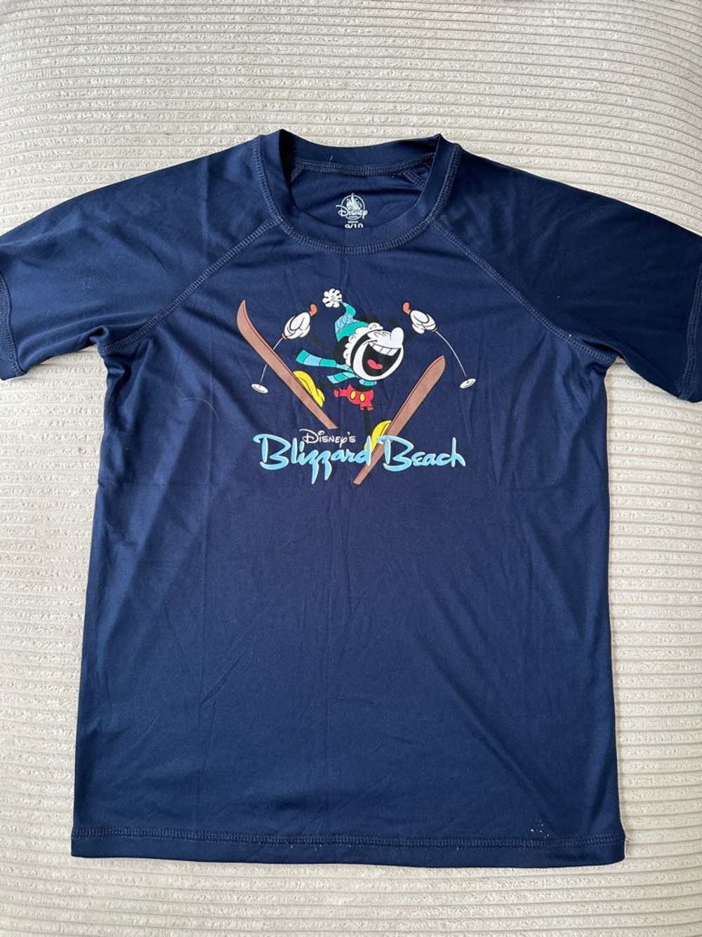 Disney’s Blizzard Beach Kid’s Navy Mickey Tee With UPF 50+ in Size 9/10